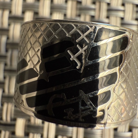 Emporio Armani Silver and Black Engraved Ring - Picture 3 of 3